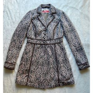 FREE PEOPLE | Gray Peacoat w/ Pink pattern